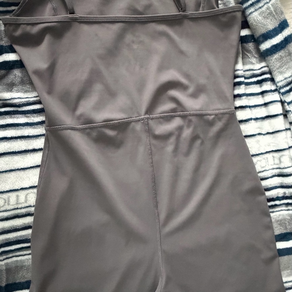 Sleek Seam-Detail Stretch Romper in Taupe